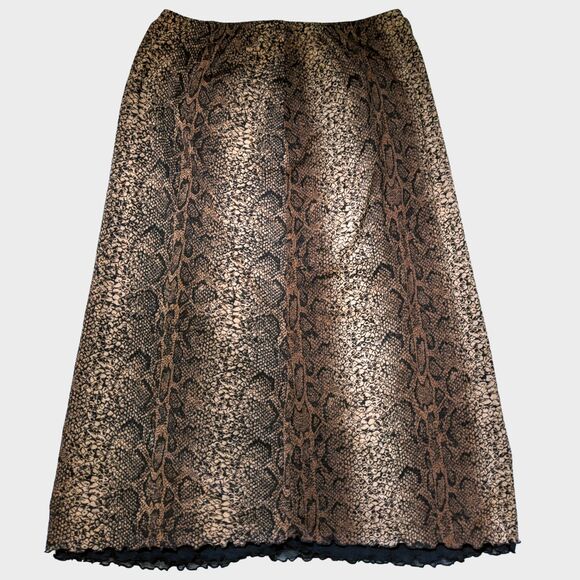 Vintage Piccalino Woman Skirt Set Womens L Snake Print Maxi Ruffles Mob Wife 90s - Picture 4 of 8